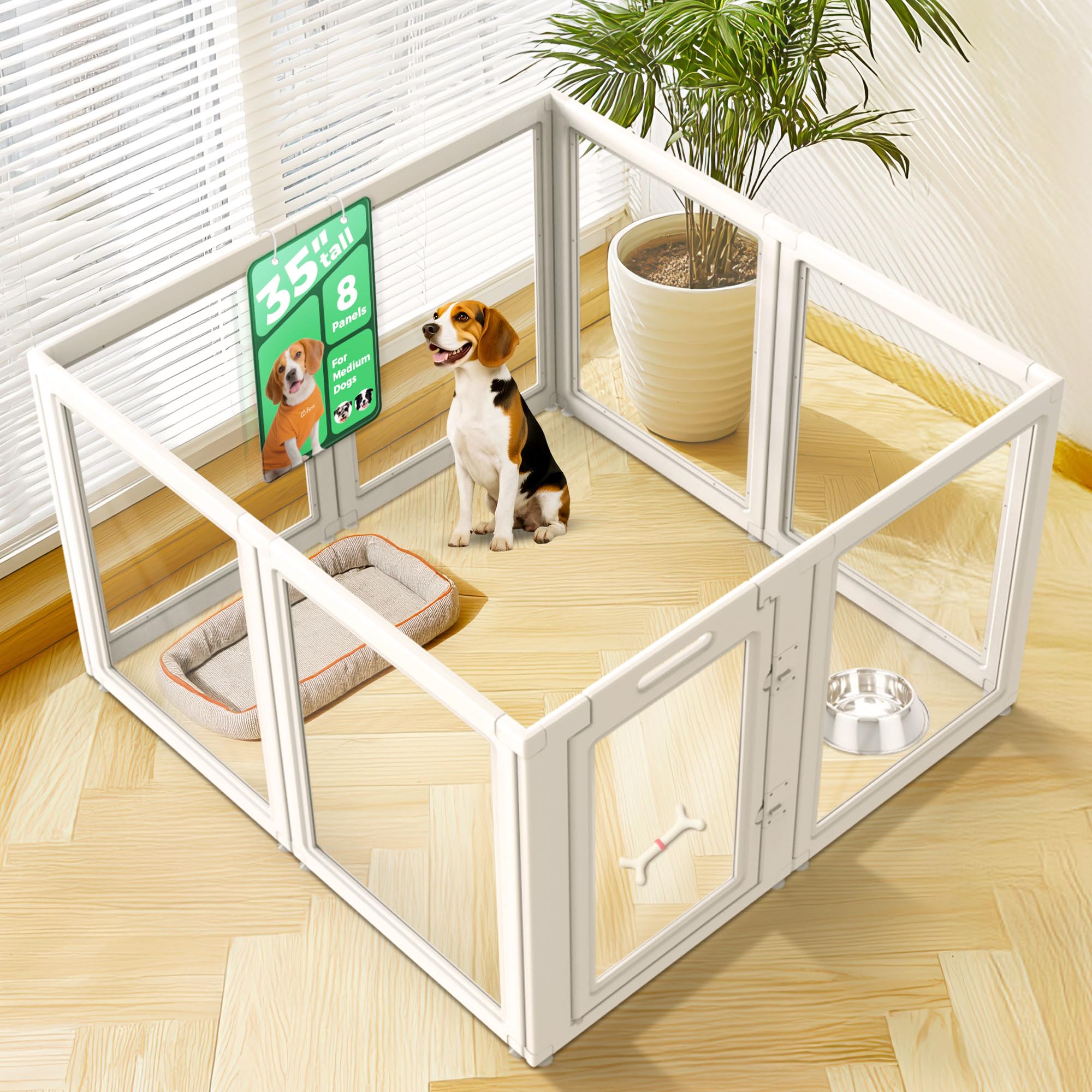 FXW AuraSpace 高さ90cm 8枚　透明アクリル犬用サークル 室内用 Amazon | FXW AuraSpace 透明アクリル犬用サークル 室内用 90cm 8枚