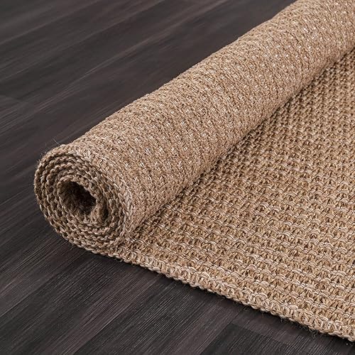 Miniatura 9 de Lena Rug Alfombra de yute fácil de 8 x 10 pies, para interiores y exteriores, color natural, para sala de estar, cocina, área de mucho tráfico,