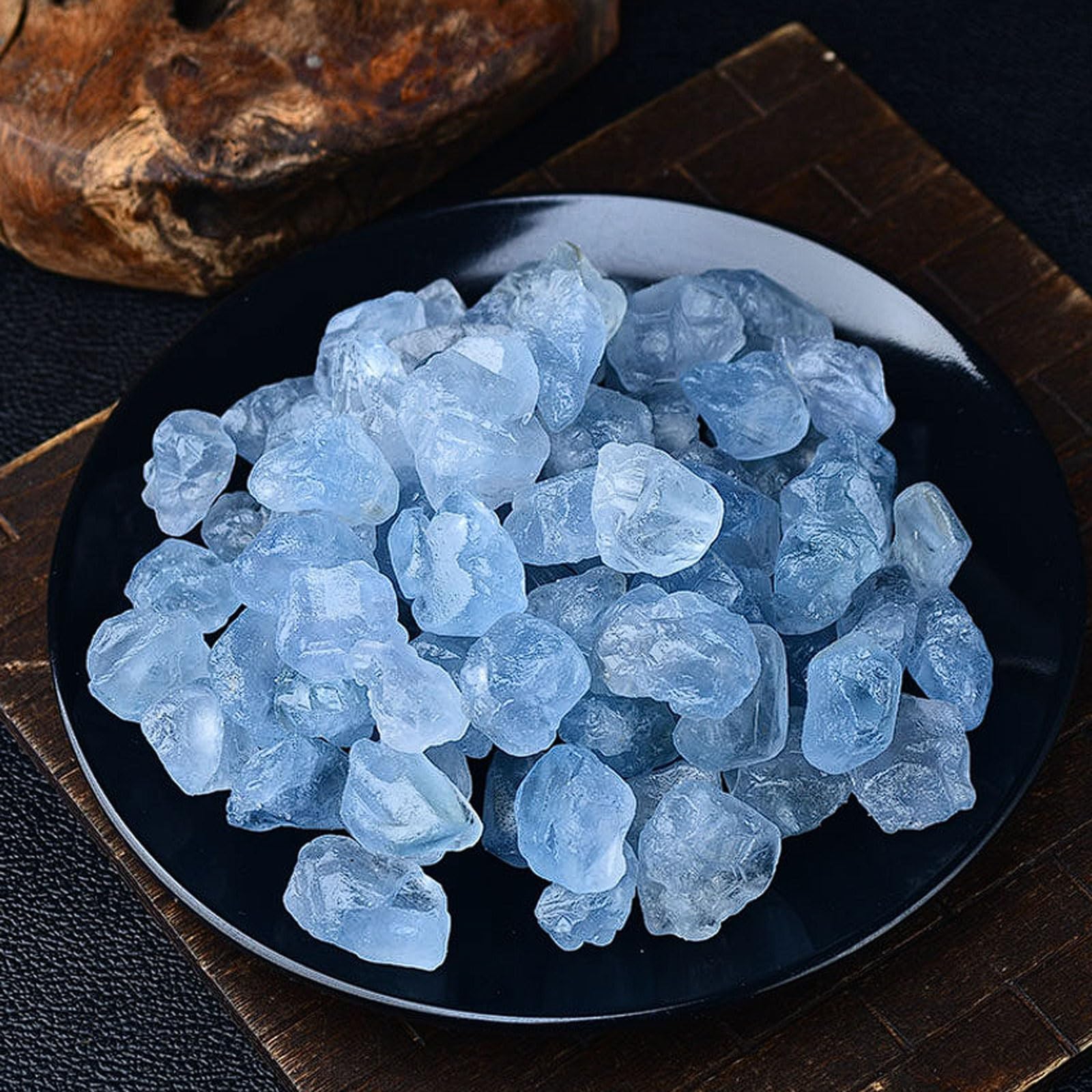 Naturalny surowy niebieski kryształ mineralny okaz bezpłomieniowy dyfuzor zapachowy kamień akwarium dekoracja krajobrazu 100 g/500 g 1-3 cm (500 g (2-3 cm))