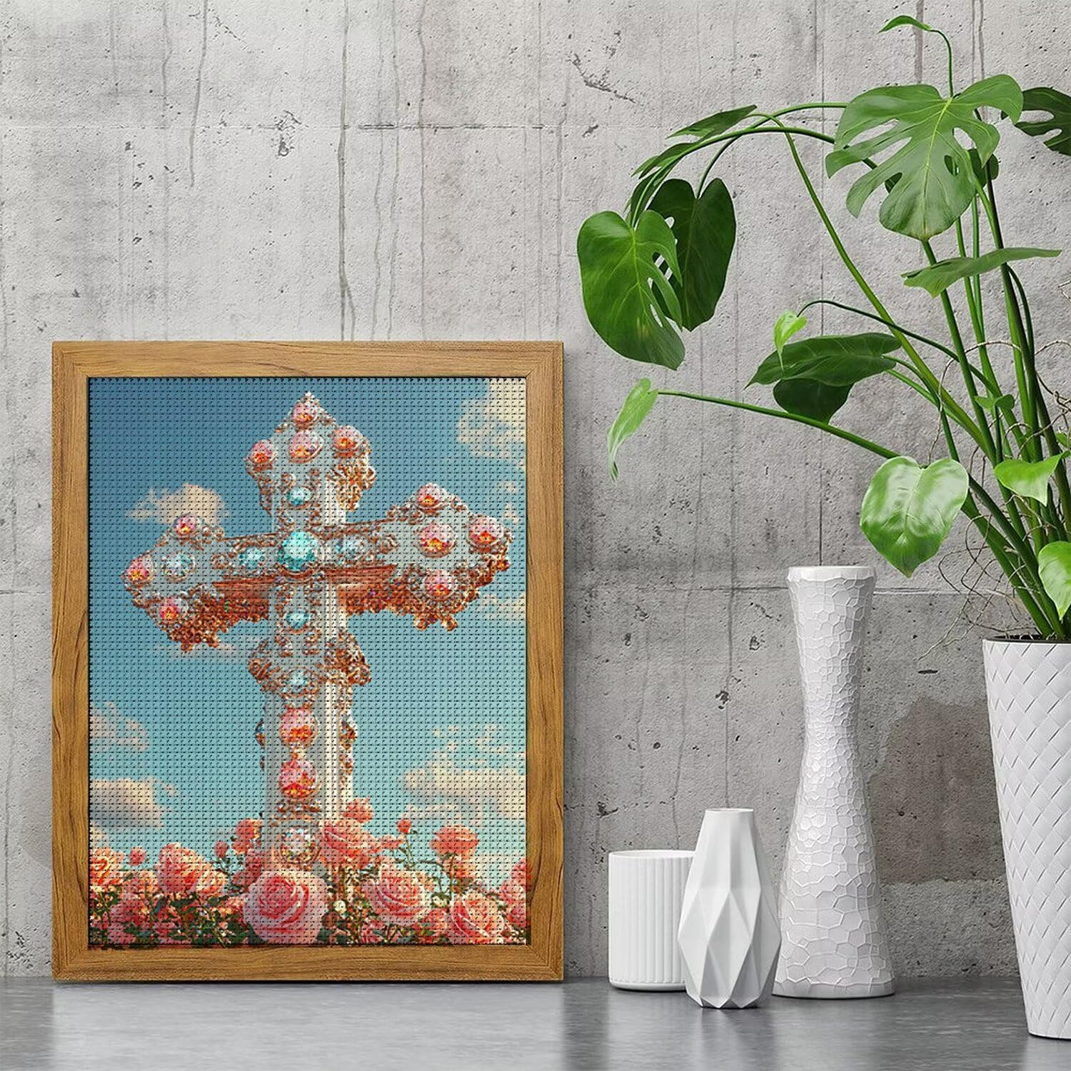 5D diamentowe malowanie krzyżem róże, dorośli DIY diamentowe malowanie diamentami DIY kryształowe diamenty dla dorosłych i dzieci, zestaw haftu krzyżykowego dżetów, wystrój domu i ściany, kreatywny