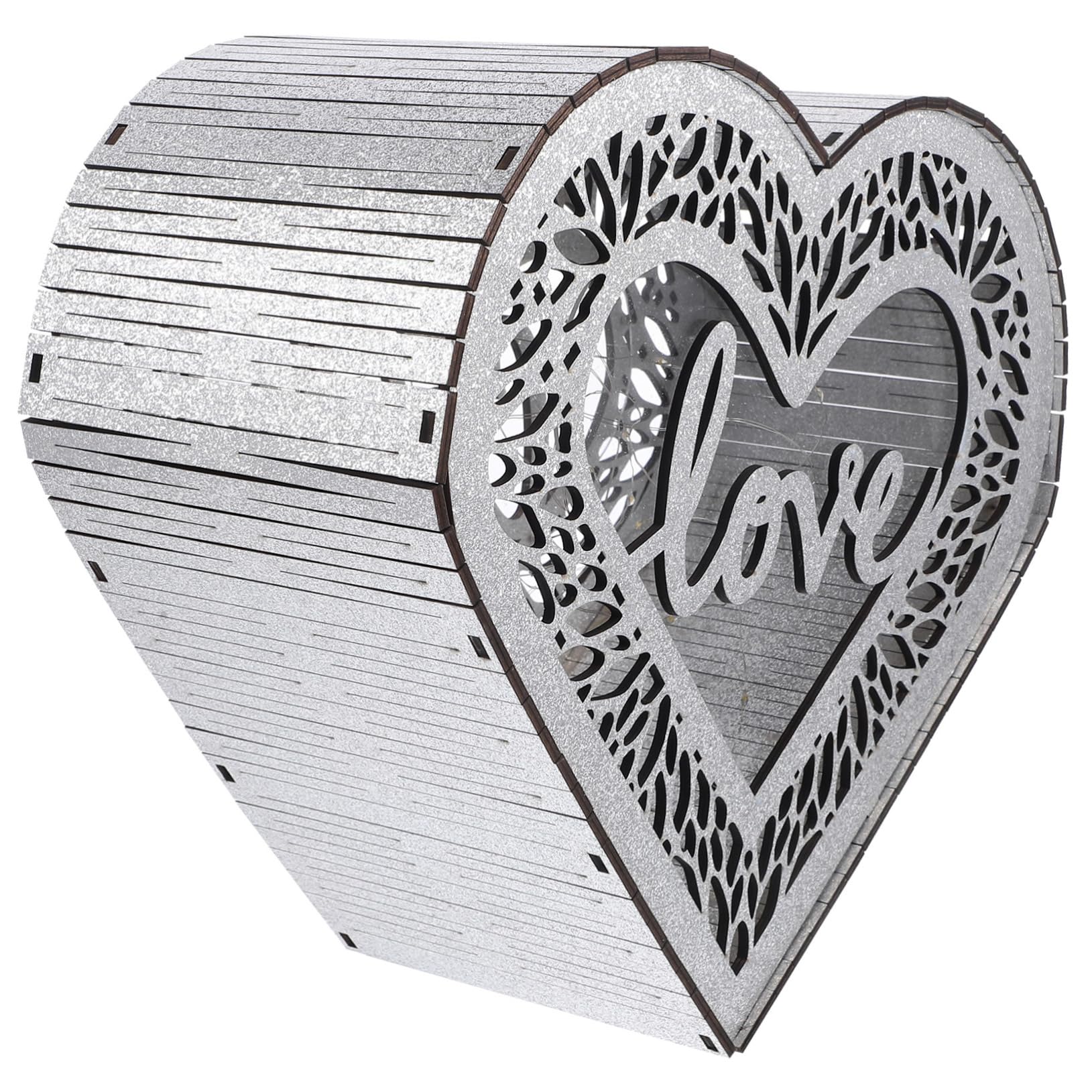 KOMBIUDA Heart-shaped Wooden Card Box for Weddings Rustic Greeting Card Holder for Reception Decor and Keepsakes for Bridal Showers and Engagements