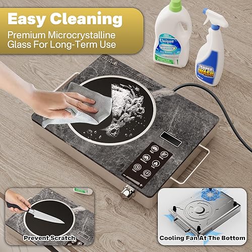 Miniatura 5 de Alemania Placa de cerámica de un solo quemador, estufa eléctrica portátil de 1800 W, Quemador de encimera para cocinar, placa caliente de cocina