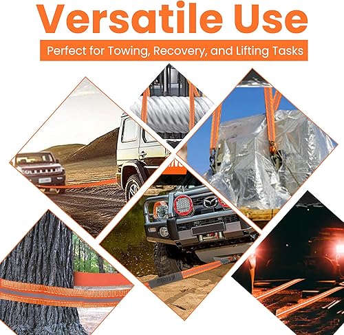 Miniatura 4 de 2 paquetes de correas de elevación súper resistentes de 3 x 10 pies, 25,000 libras, capacidad de carga de rotura, correas de elevación resistentes,
