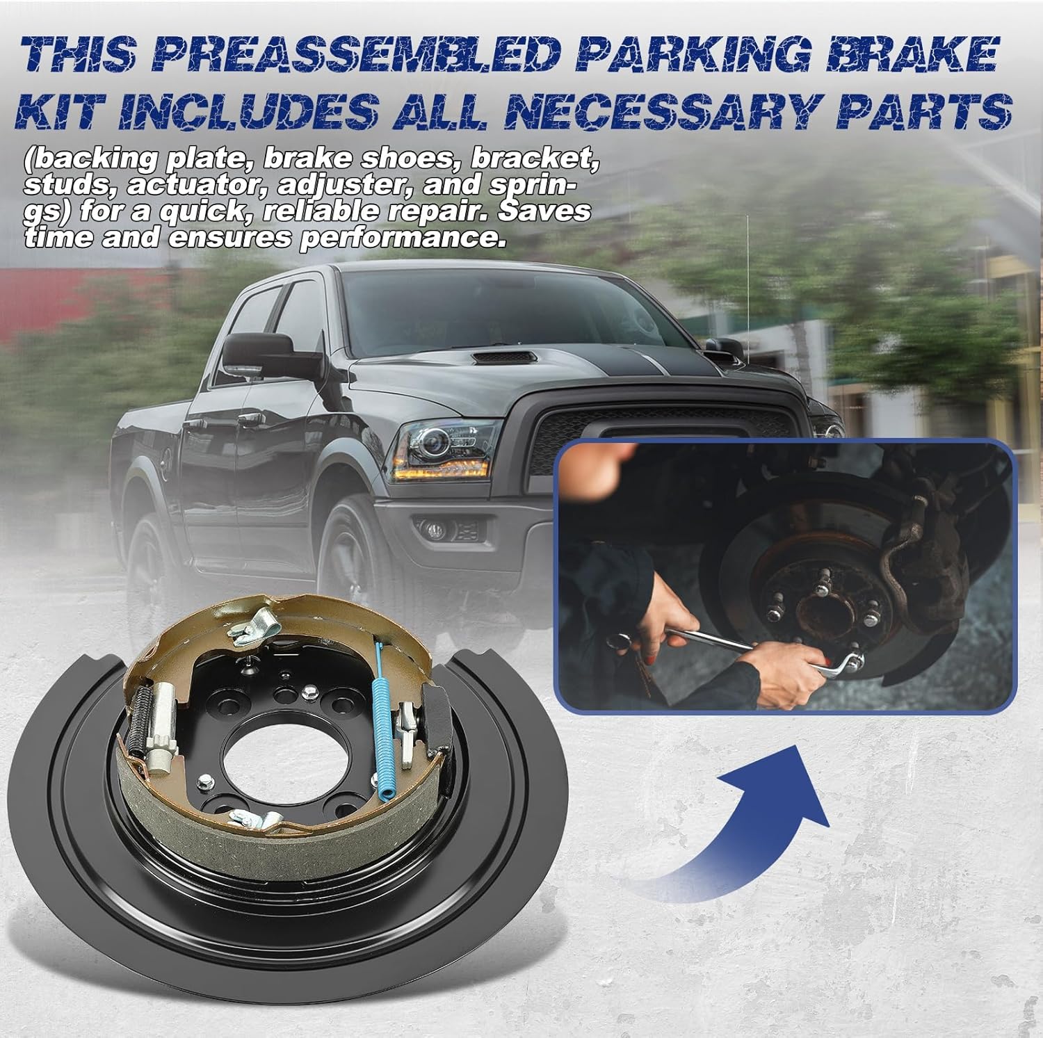 947235 Rear Loaded Parking Brake Backing Plate Assembly, Fit for Ram 1500 Classic 2019-2021, Fit for Ram 1500 2013-2018, OE 947-235, 4779823AB, 4779823AC