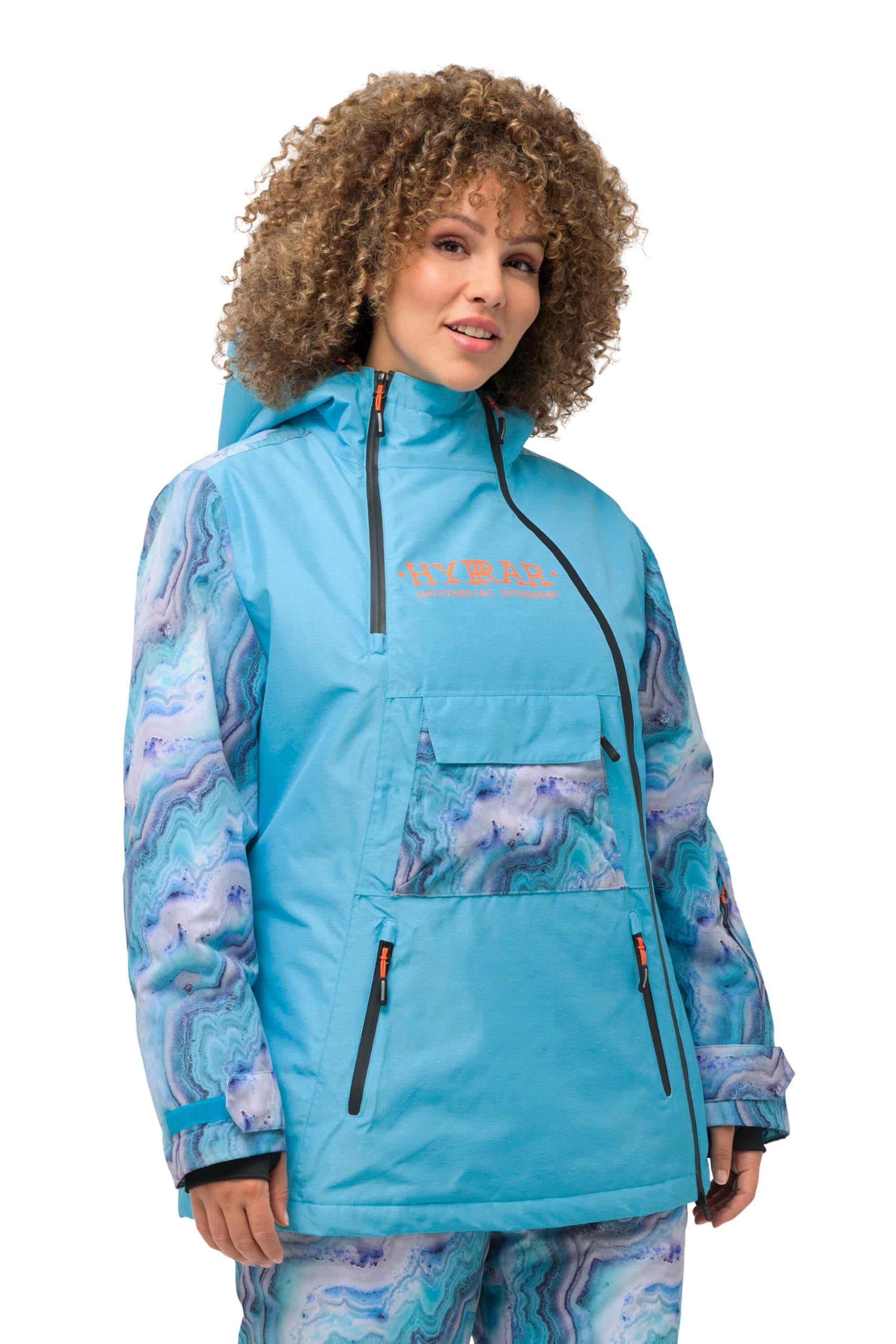 Ulla Popken Damen große Größen Übergrößen Plus Size Performance-Jacke, Kapuze, wasserdicht, 2-Wege-Zipper 824429
