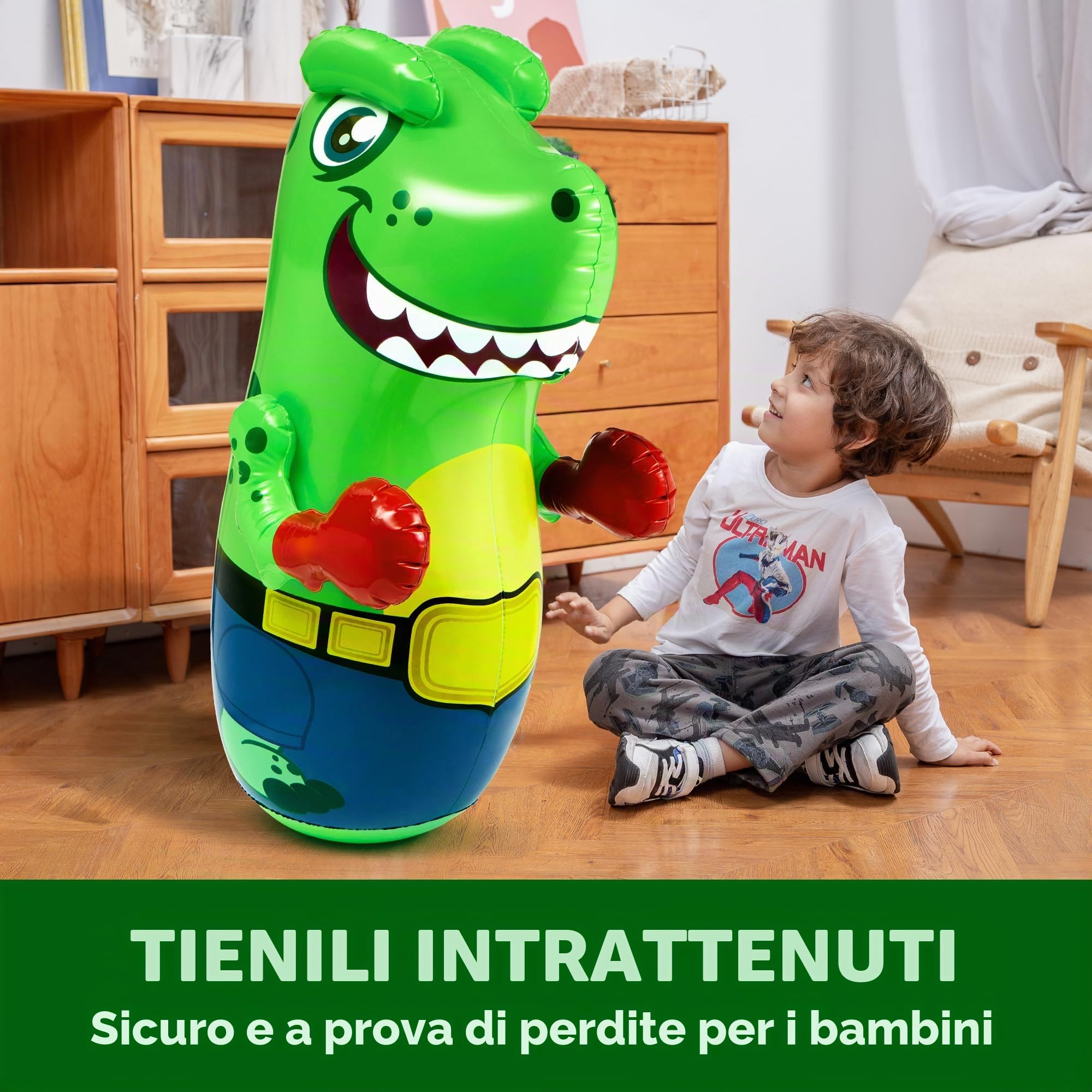 JOYIN Dinosauro T-Rex Gonfiabile Bopper 47 Pollici, Sacco da Boxe per Bambini con Azione di Rimbalzo, Sacco da Boxe Gonfiabile per Bambini