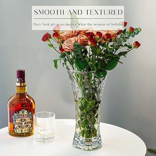 Miniatura 5 de kanpura Jarrón de cristal alto transparente de 11.2 pulgadas para florero grueso para centros de mesa de fiesta de Navidad (1 pieza)