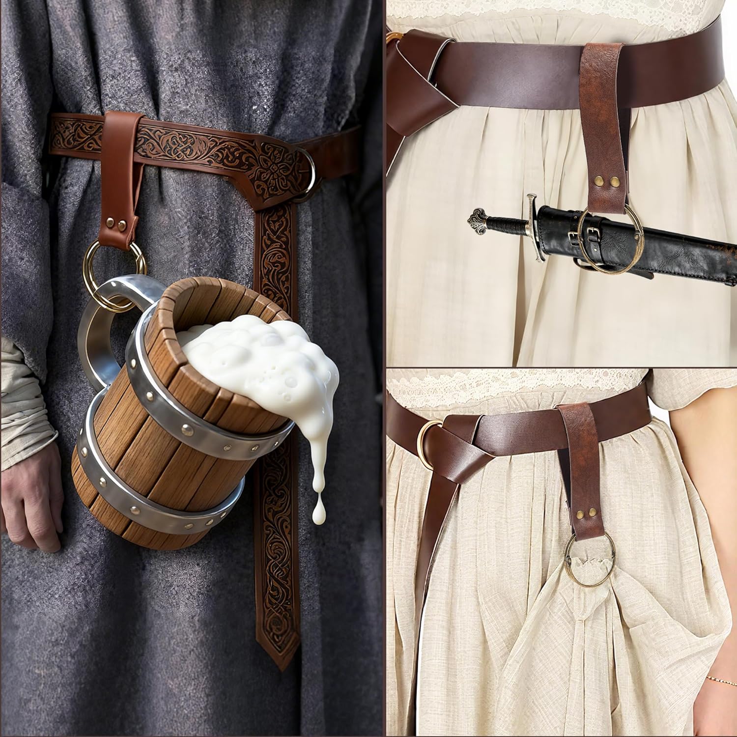 Womens Renaissance Corset Belt Belt Pouch Waist Bag Fanny Pack Leather Belts Medieval Renaissance Accessories Costume - Image 6