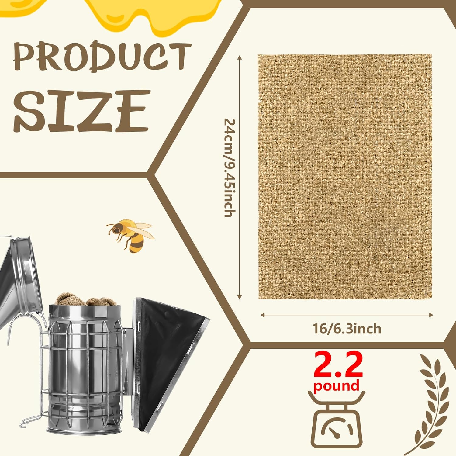 Hahafelt 2.2 Pound Burlap Bee Smoker Fuel Pellets Jute Burlap Smoker Fuel for Beekeeping Easy to Light with Match or Lighter Long Continuous Burn