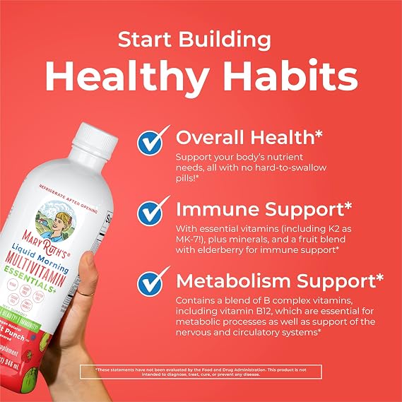 MARYRUTH'S Organics Liquid Morning Multivitamin (Fruit Punch) & Iron Liquid (Berry) | Clean Label Project Verified | Vitamins for Energy, Immunity, Overall Health | Vegan, Non-GMO, Gluten Free