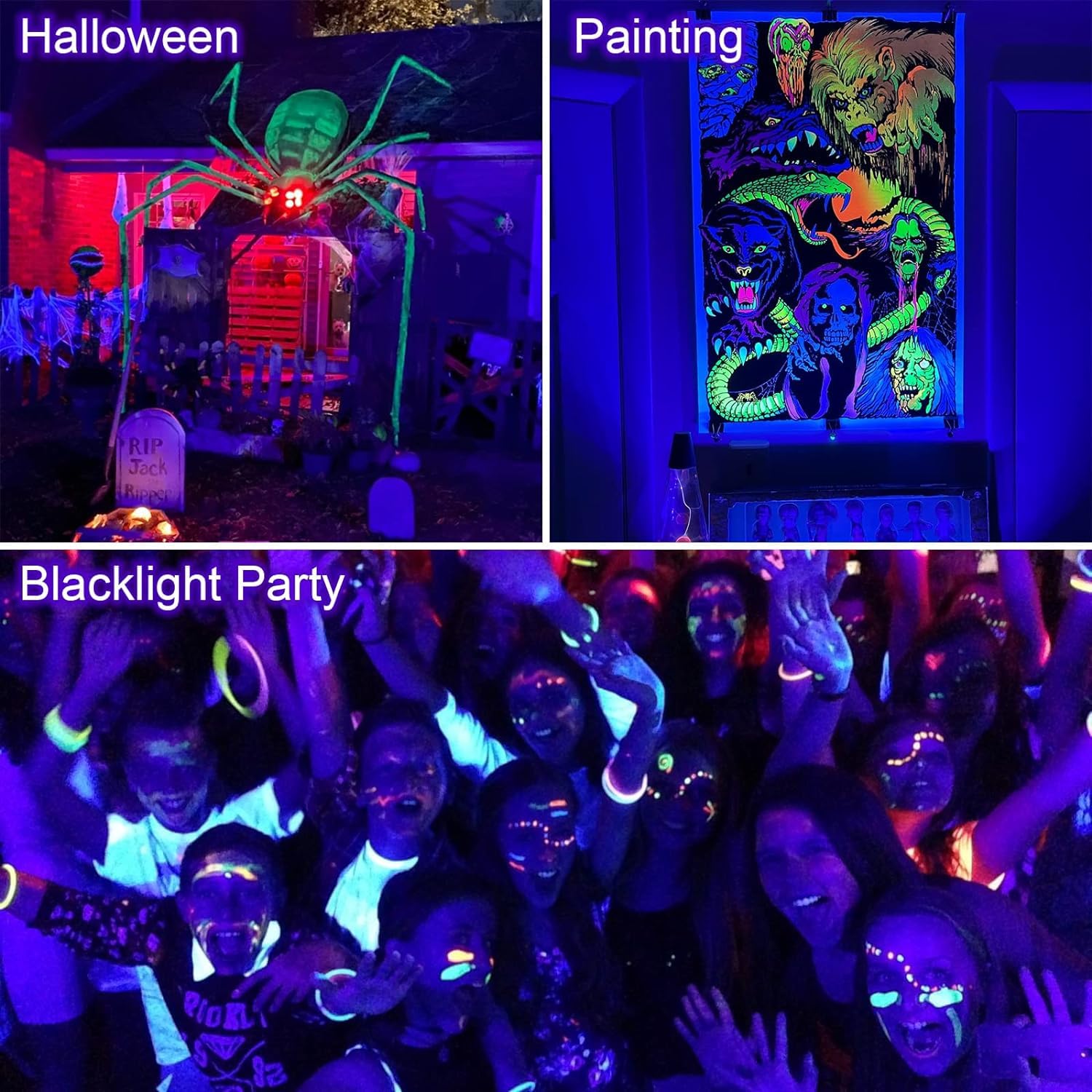 Luce Nera LED UV 45W, Barre UV 395 nm per Feste Fluorescenti, Pittura Corporea, Halloween, Poster Fluorescenti, Blacklight Party, Impermeabile IP66(Set da 2)