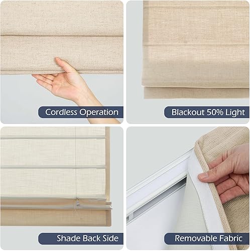 Miniatura 8 de Sunbox Persianas romanas Coustom para ventanas, opacas, sin cordones, para dormitorio, oficina en casa, protección de privacidad, fácil instalación,