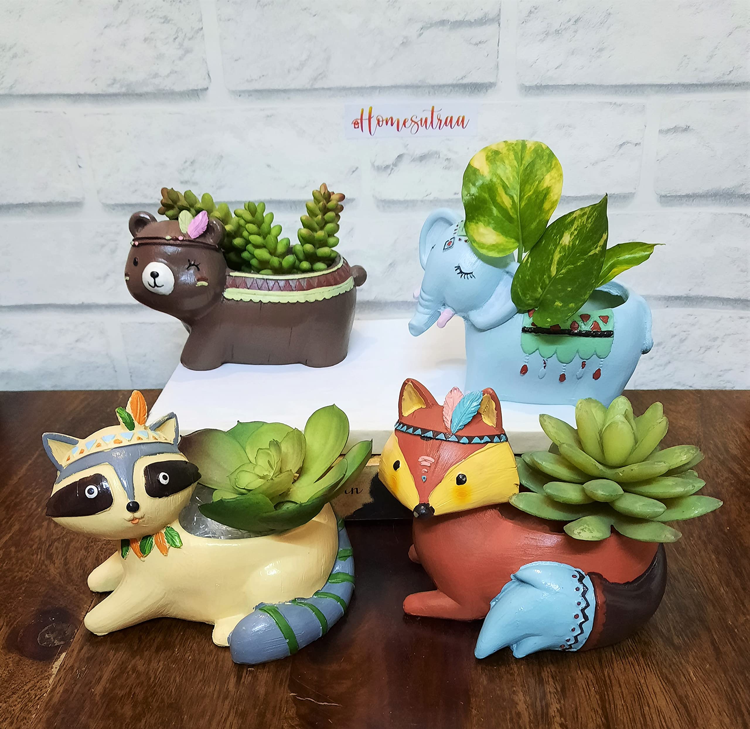 Homesutraa Tribal Animal Flower Pot Planters Combo-Miniature Decoration Item For Indoor Bonsai Cactus Succulent Plants (Mulitcolor, Set Of 4, Resin), Multicolor (B09DGRPJ1X) Amazon Price History, Amazon Price Tracker
