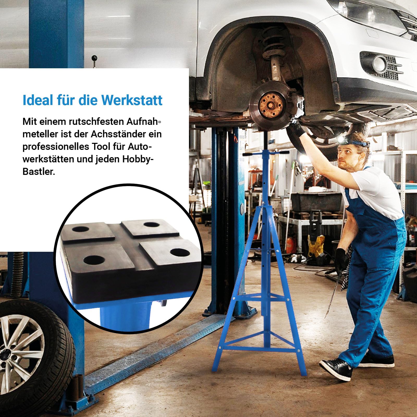 Bituxx Achsständer 2T Spindel Unterstellbock Stützbock Auto Bock Jack Stand Aufbocken Stützen KFZ höhenverstellbar Blau