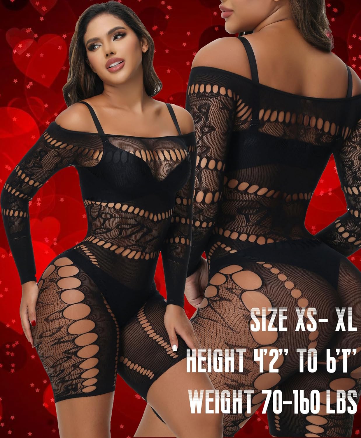 XIUSEMY Woman Lingerie Bodysuit Fishnet Bodystocking Hollow Out Jumpsuit Bodycon Sexy Romper - Image 3