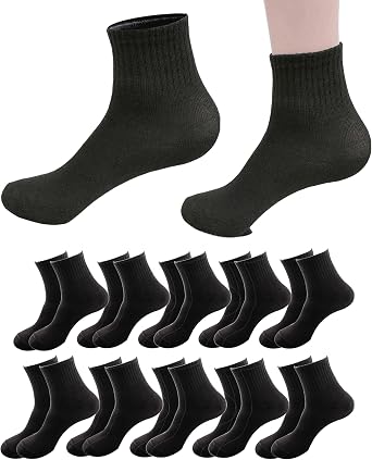 RICHBULL 10 Pairs Thin Crew Socks for Men & Women, Breathable Casual Athletic Ankle Socks