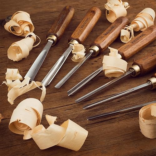 Miniatura 8 de Juego de cinceles de herramientas de tallado de madera para carpintería de 12 piezas con bolsa de lona, cuchillas de acero CR-V 60 afiladas