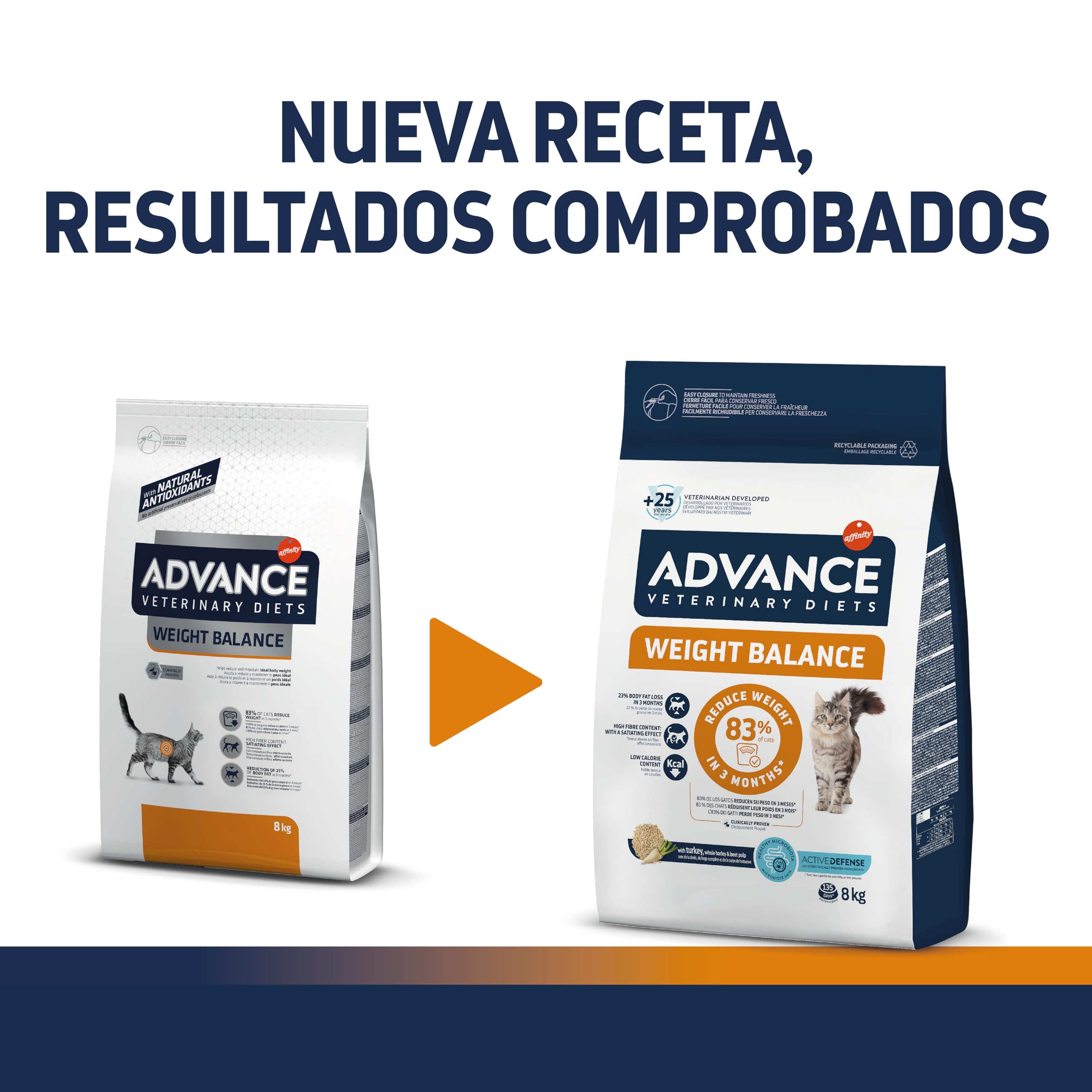 Advance Veterinary Diets Weight Balance, Pienso para Gatos con Problemas de sobrepeso, 8kg