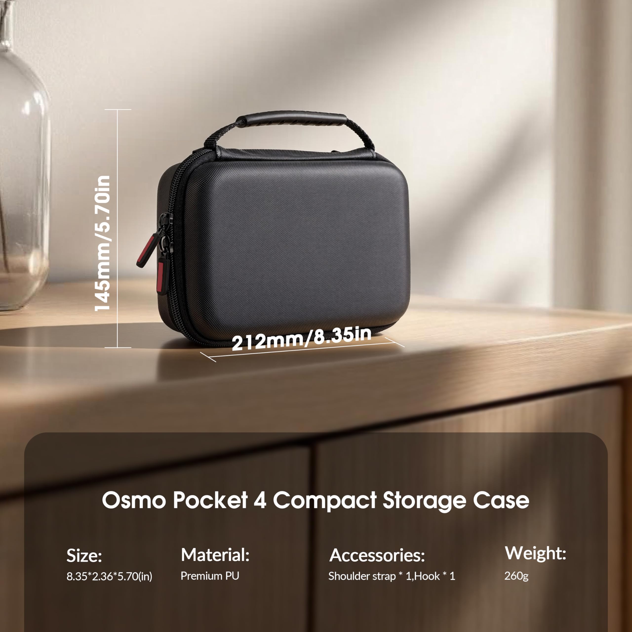 STARTRC PHOTO Custodia per DJI Osmo Pocket 4, Borsa Protettiva PU Pronta per il Trasporto per DJI Pocket 4 Creator Combo Accessori, Ideale per Vlogging, Viaggi e Riprese Outdoor
