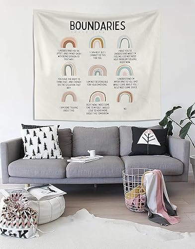 Miniatura 3 de Knibeo Tapiz bohemio de salud mental, 50 x 60 pulgadas, tapiz de pared de aula para oficina, terapia y oficina, decoración bohemia de arcoíris para