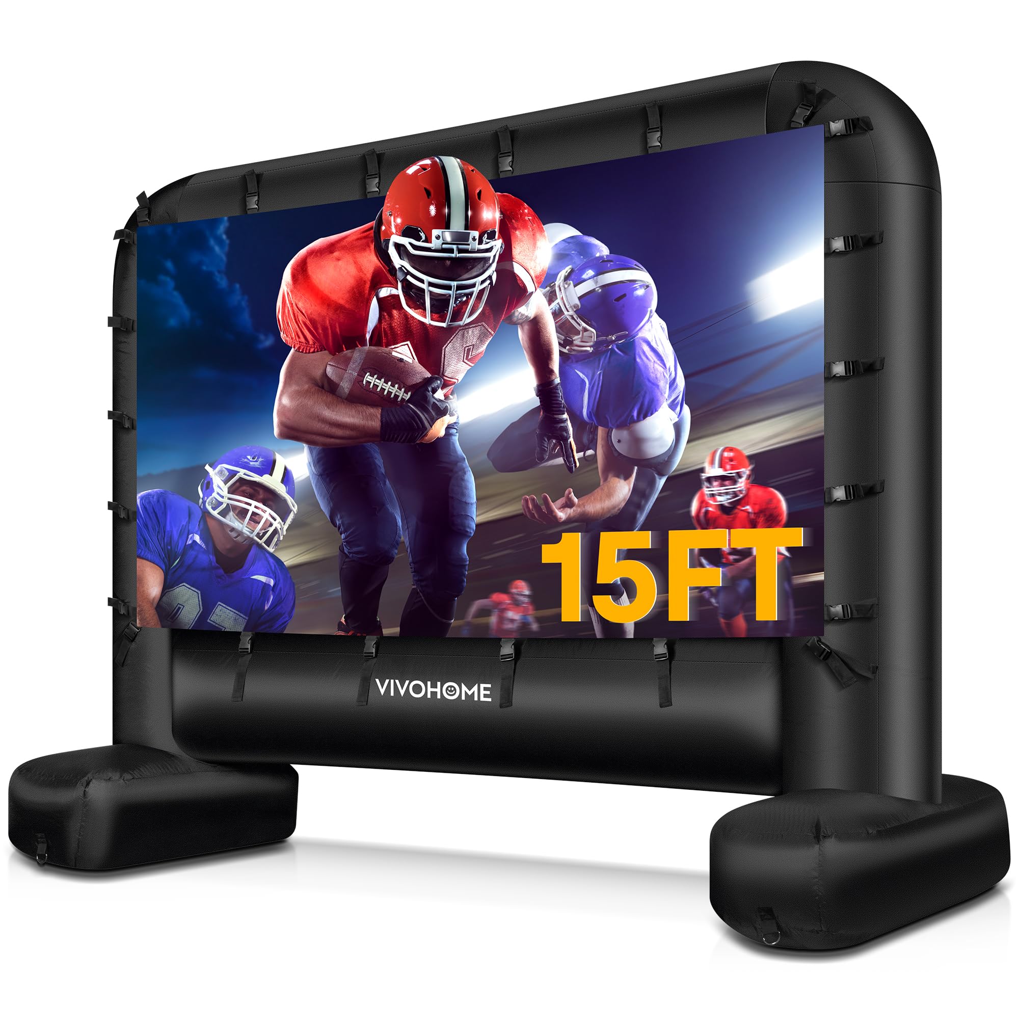 VIVOHOME 15 FT Inflatable Projector Screen for Outside, Blow Up Movie Screen Outdoor Use, Mega Large TV Screen with Carry Bag for Backyard, Tube Leg Support