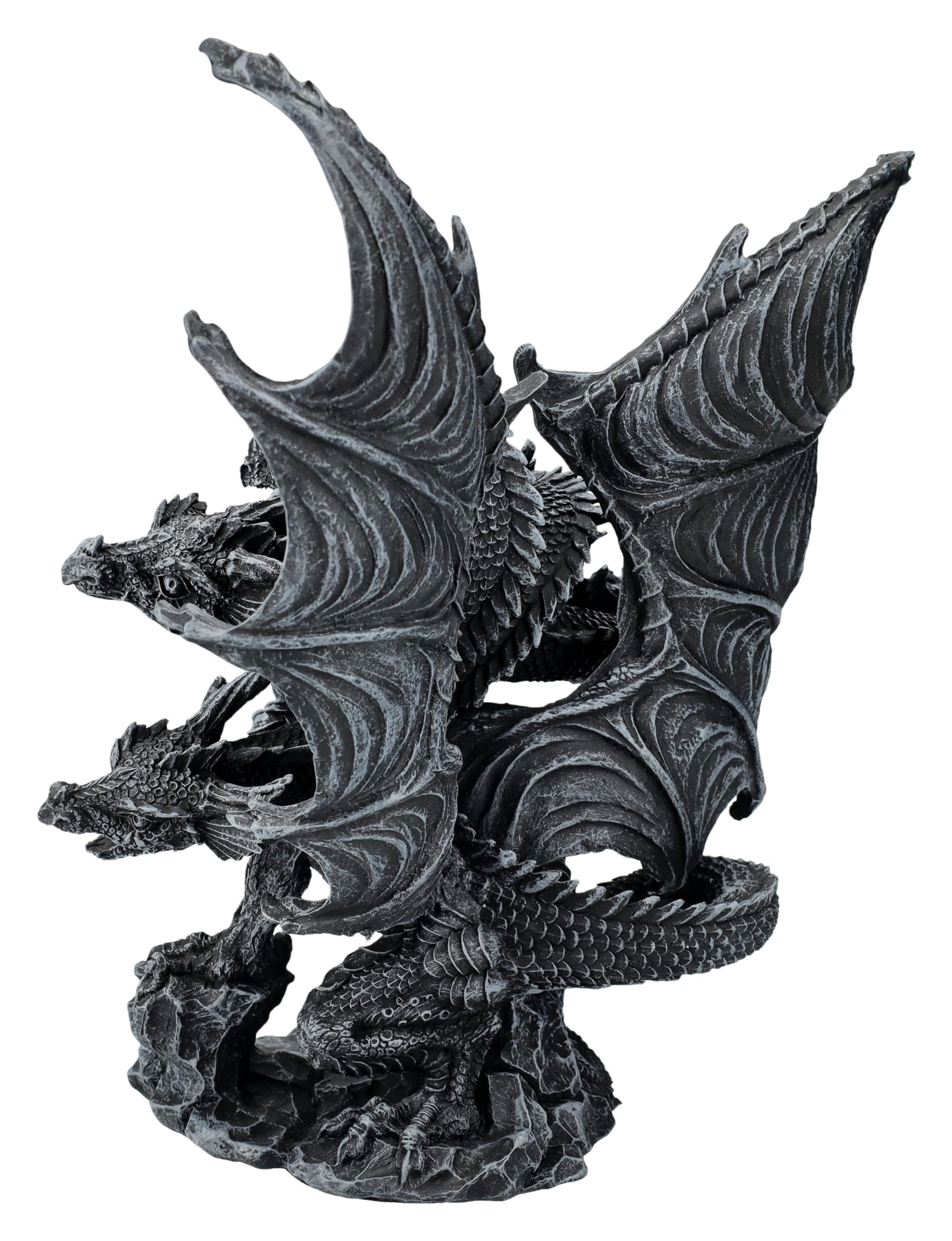 Figuren Shop GmbH Figura de dragón gótico negro 23 cm – Dark Hydra cinco cabezas – Estatua decorativa dragón dragón