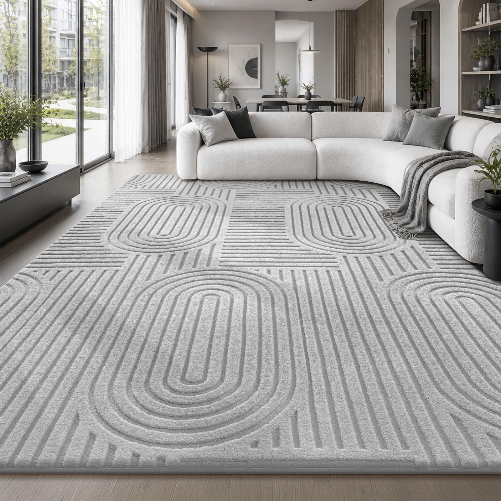 Treeboy Large Rugs Living Room 160x230 cm, Washable Grey Rug for Bedroom — image 1