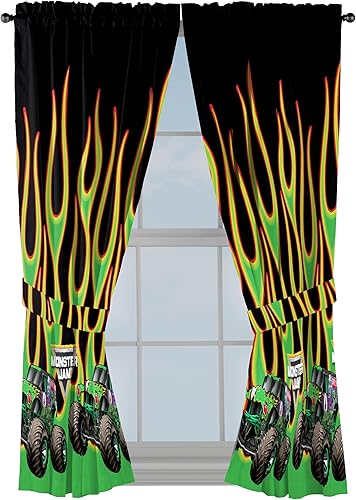 Miniatura 15 de Sunny Side Up Cortinas de ventana para dormitorio de niños, juego de cortinas de 4 piezas con 2 alzapaños, azul, coches, 42 pulgadas de ancho x 63