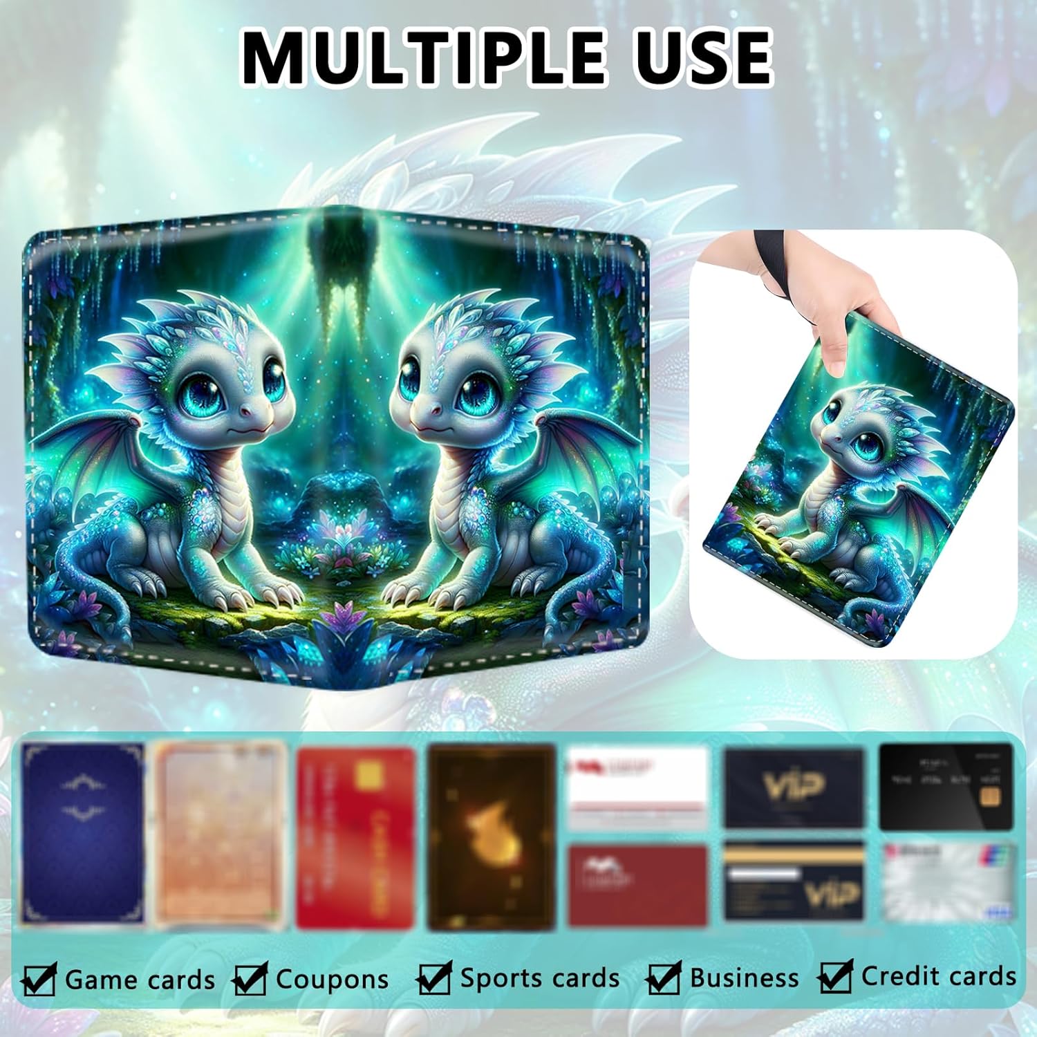 Card Binder 4 Pocket Zipper Trading Card Binder Holds 400 Cards, PU Collectible Binder with Removable Sleeve Holds 50 Pages, Game Card Book