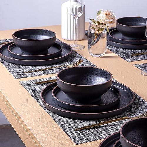 Miniatura 6 de LERATIO Platos de ensalada, platos de cerámica de 8.0 pulgadas, juego de 6 platos de ensalada de cerámica, juego de vajilla de forma moderna para