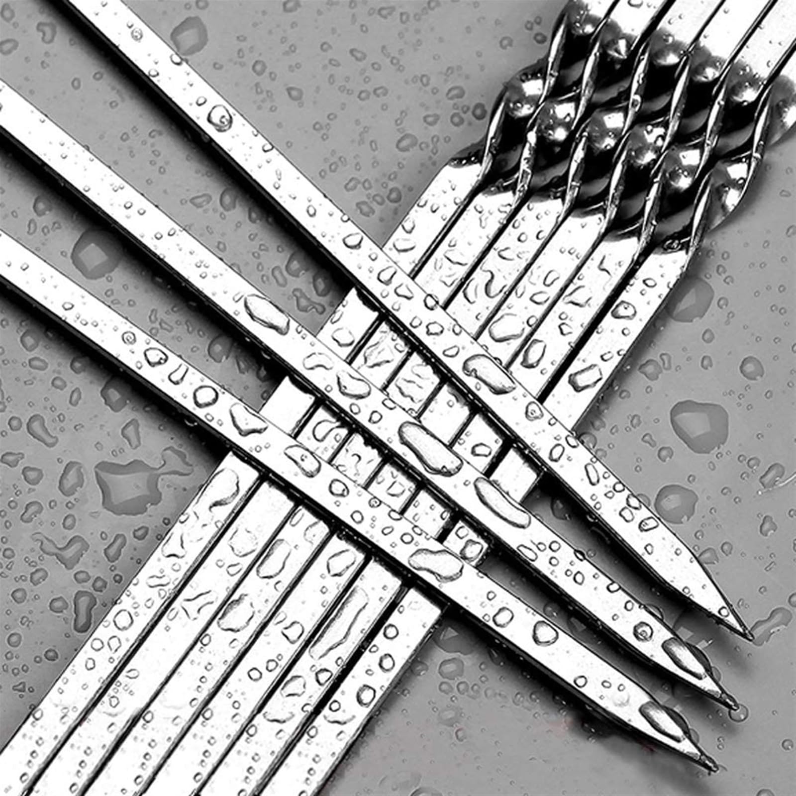 Brochetas de Kebab, 15 piezas Reutilizables Planas de acero inoxidable Brochetas para barbacoa Varilla de aguja para barbacoa Compatible con herramientas de picnic para acampar al aire libre Herrami