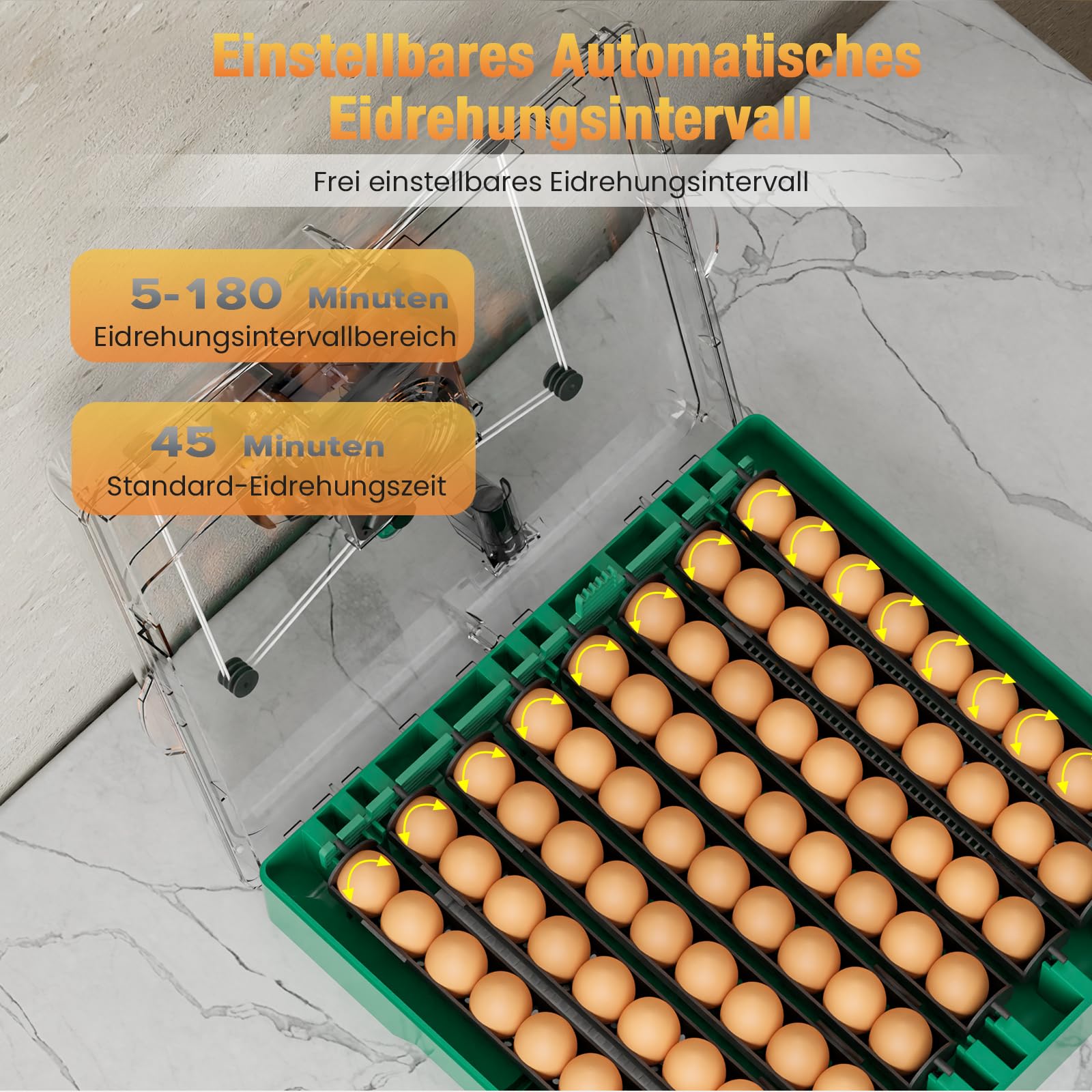 Incubatrice Automatica per 72 Uova, Incubatrice Professionale con Controllo di Temperatura e Umidità, Incubatrice per Gallina Anatra Quaglie