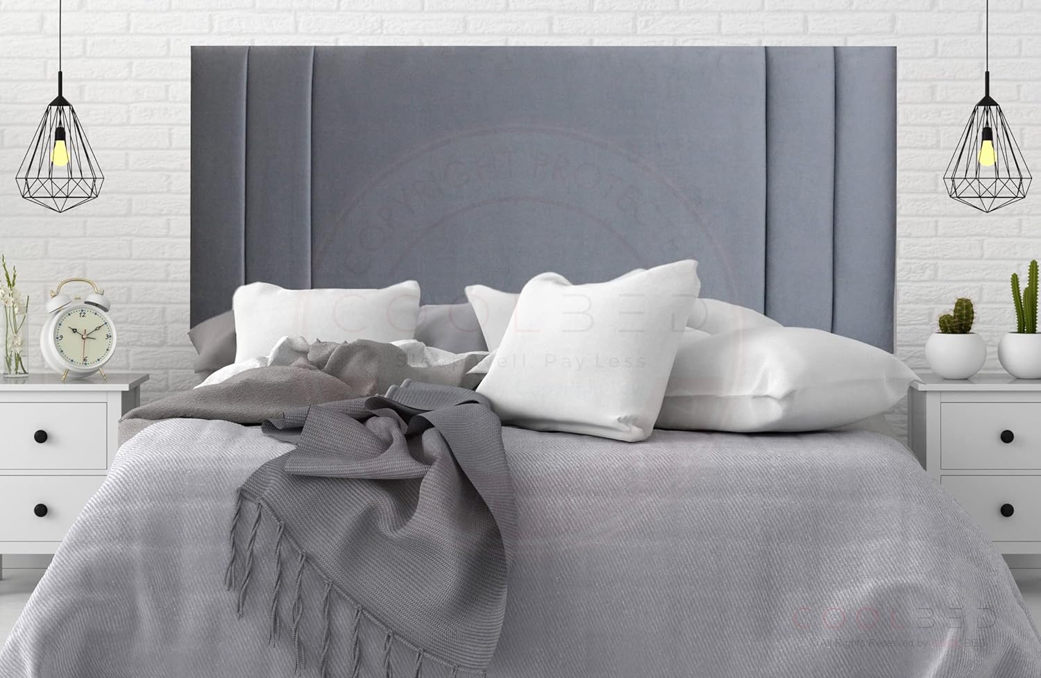 Wispa Plush Velvet Headboard for Divan Bed Base Divan Bed Headboards