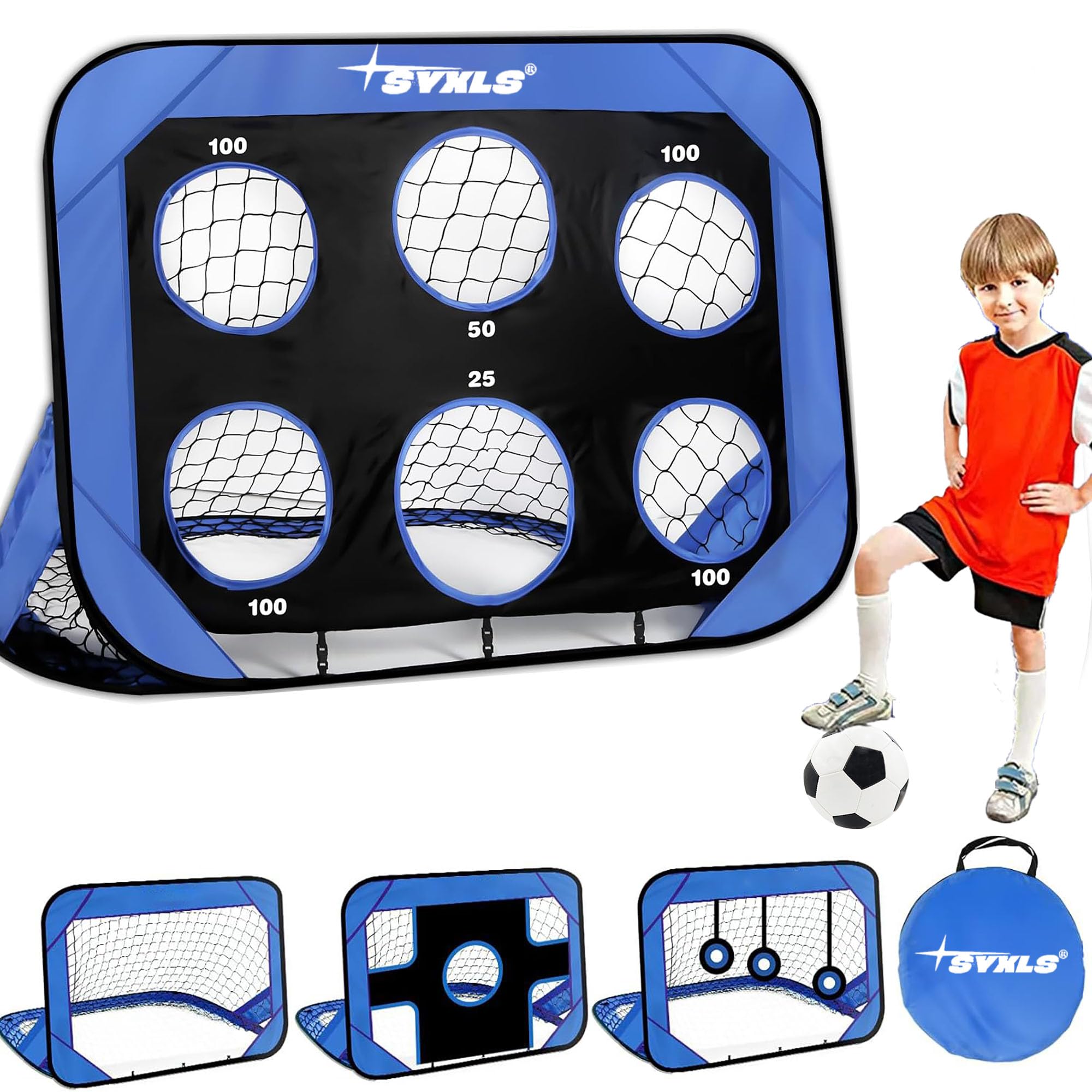 SYXLS Children's Football Goal, Children's Football Goal 4 in 1 Portable Multi-purpose Removable Football Training Equipment, Suitable for Indoor and Outdoor, with Bags