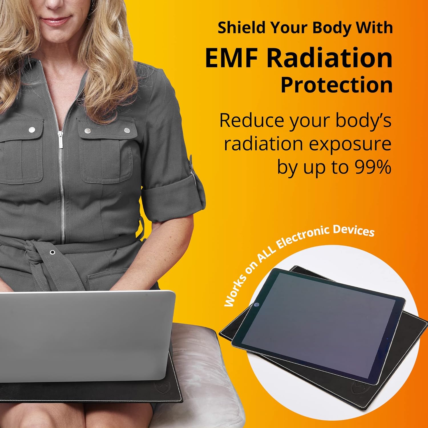 Shield Your Body - Laptop Lap Pad with SaferBody™, Anti Radiation Shield & Heat Shield Pad, EMF Blocker Laptop Pad for Up to 14in.Wide Device (13.8 x 10.7 inches), Jet Black PU Leather Color