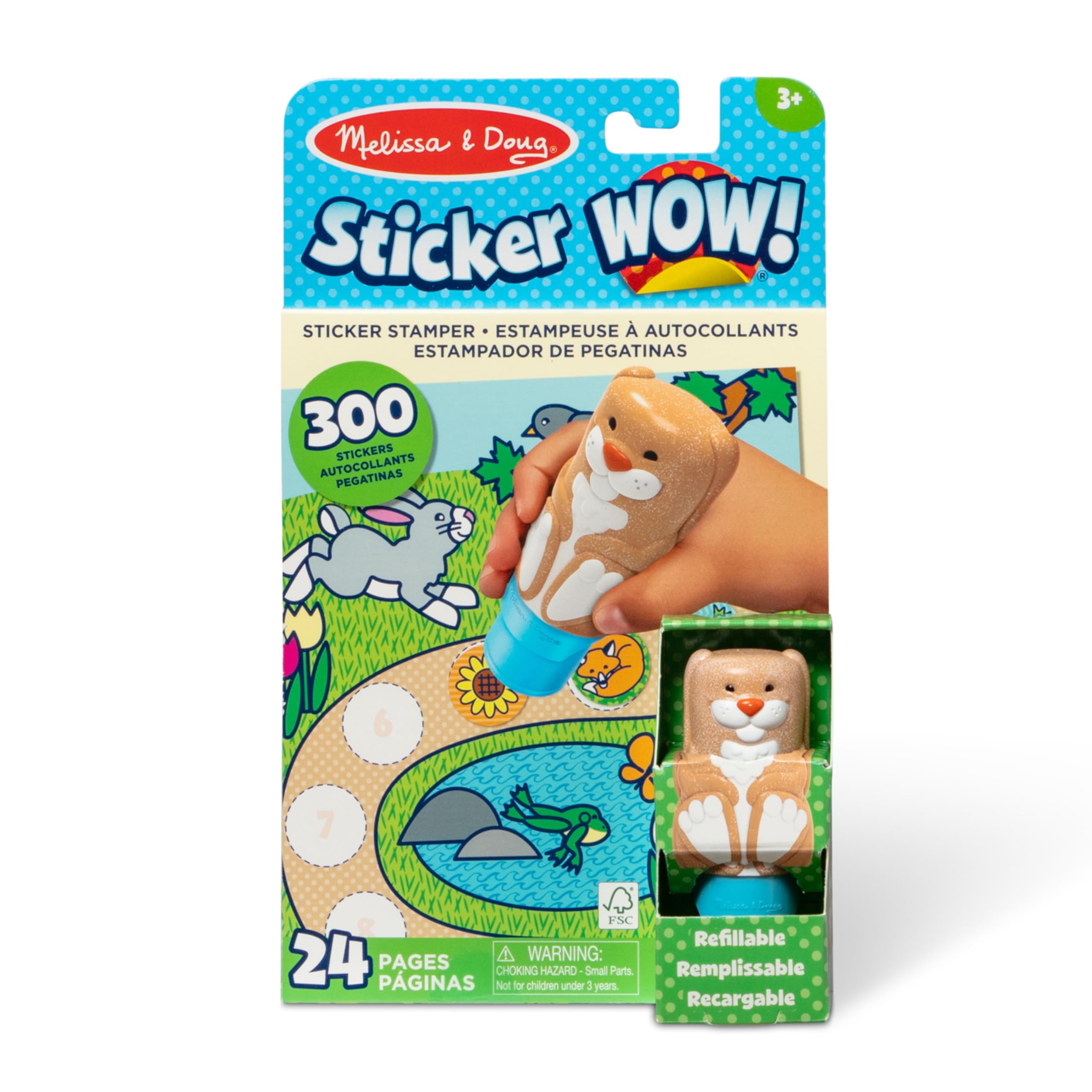 Melissa & Doug - Sticker Wow Häschen Stickerstempel und Block - mit 300 Stickern, Aufkleberstempel und 24-seitigem Beschäftigungsblock, für spielerisches Lernen, für Kinder ab 3 Jahren