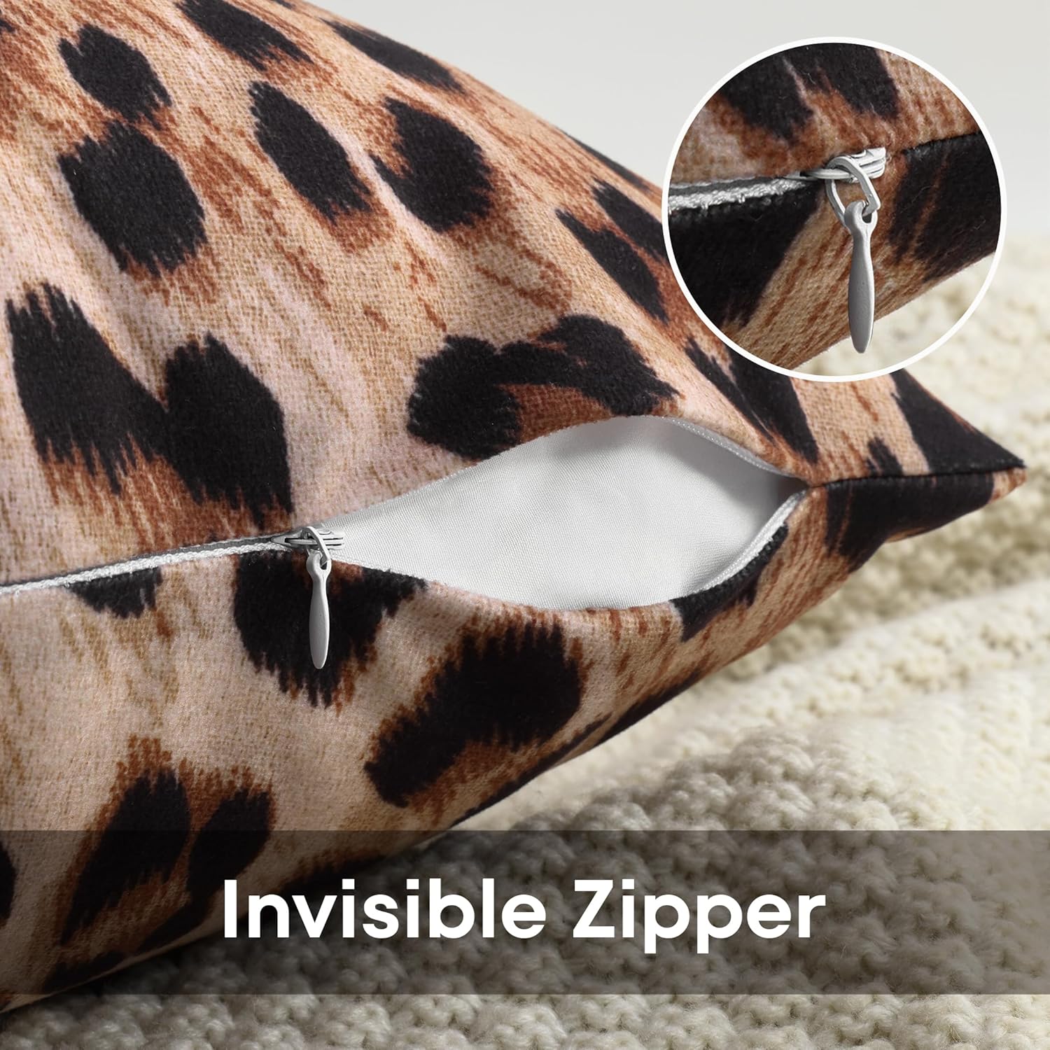 Cheetah Pillow Covers 18x18 Set of 2 Brown Leopard Throw Pillow Covers Soft Decorative Couch Pillow Covers for Home Living Room Bedroom - Image 3