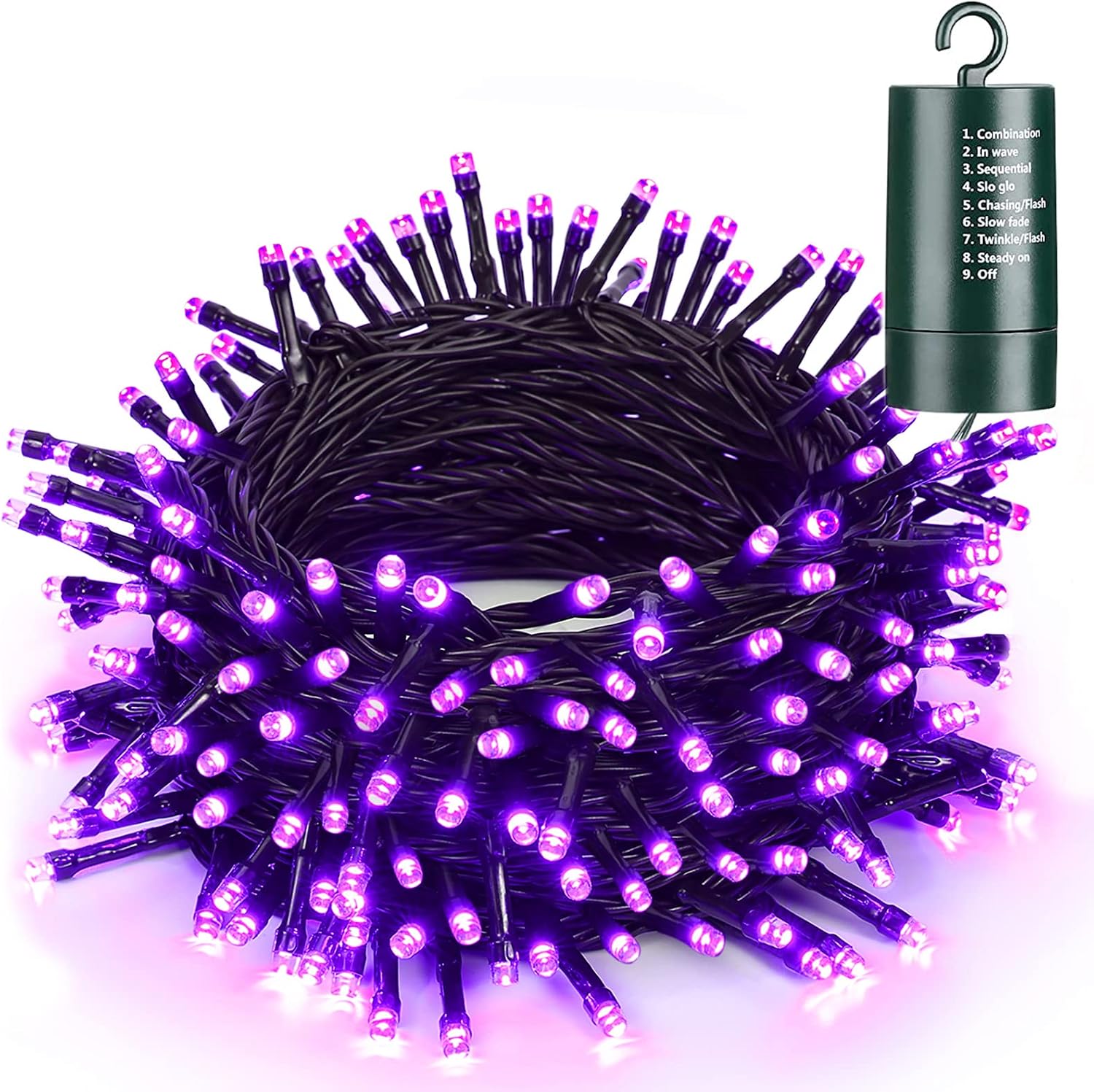 Joomer Purple Halloween Lights, Battery Operated 66ft 200 LED Purple String Lights Waterproof Halloween Lights with 8 Modes & Timer Function for Halloween Decorations