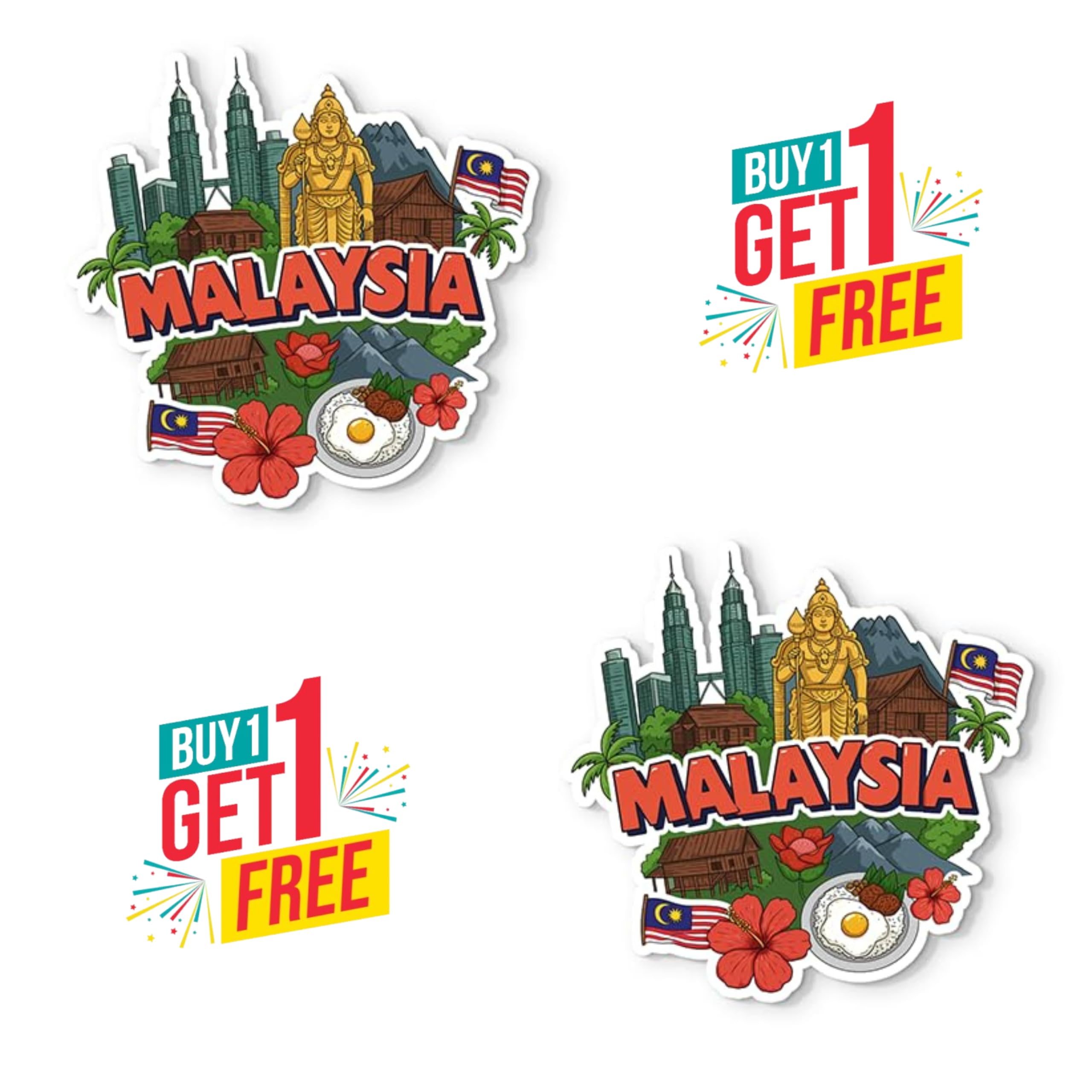Malaysia Landmark Fridge Magnet Sticker, 3.5 Inches | Wooden-image-13