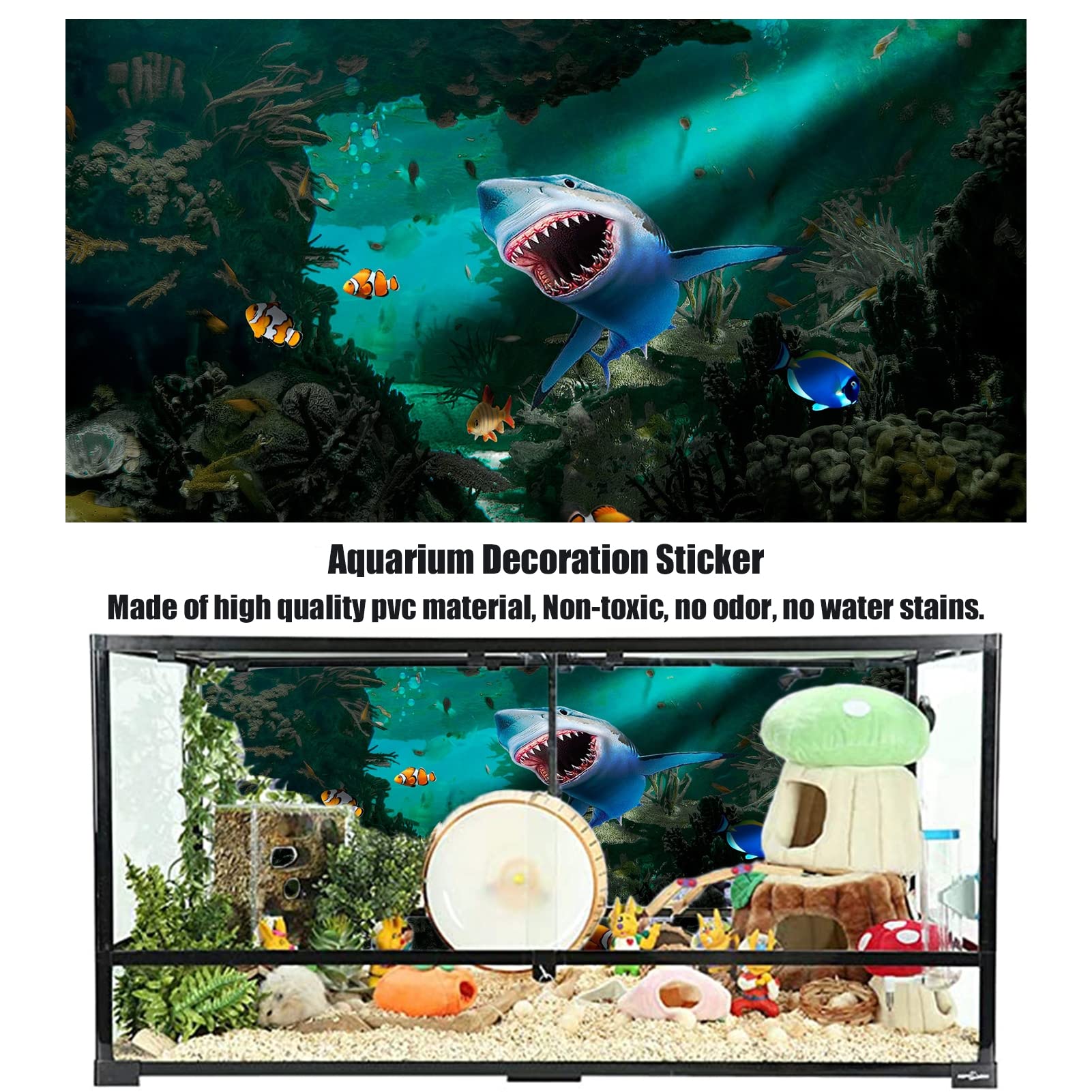 Fond d'aquarium - Images - Effet 3D - Poster adhésif en PVC - Baleines - Décoration en papier - 122 x 76 cm