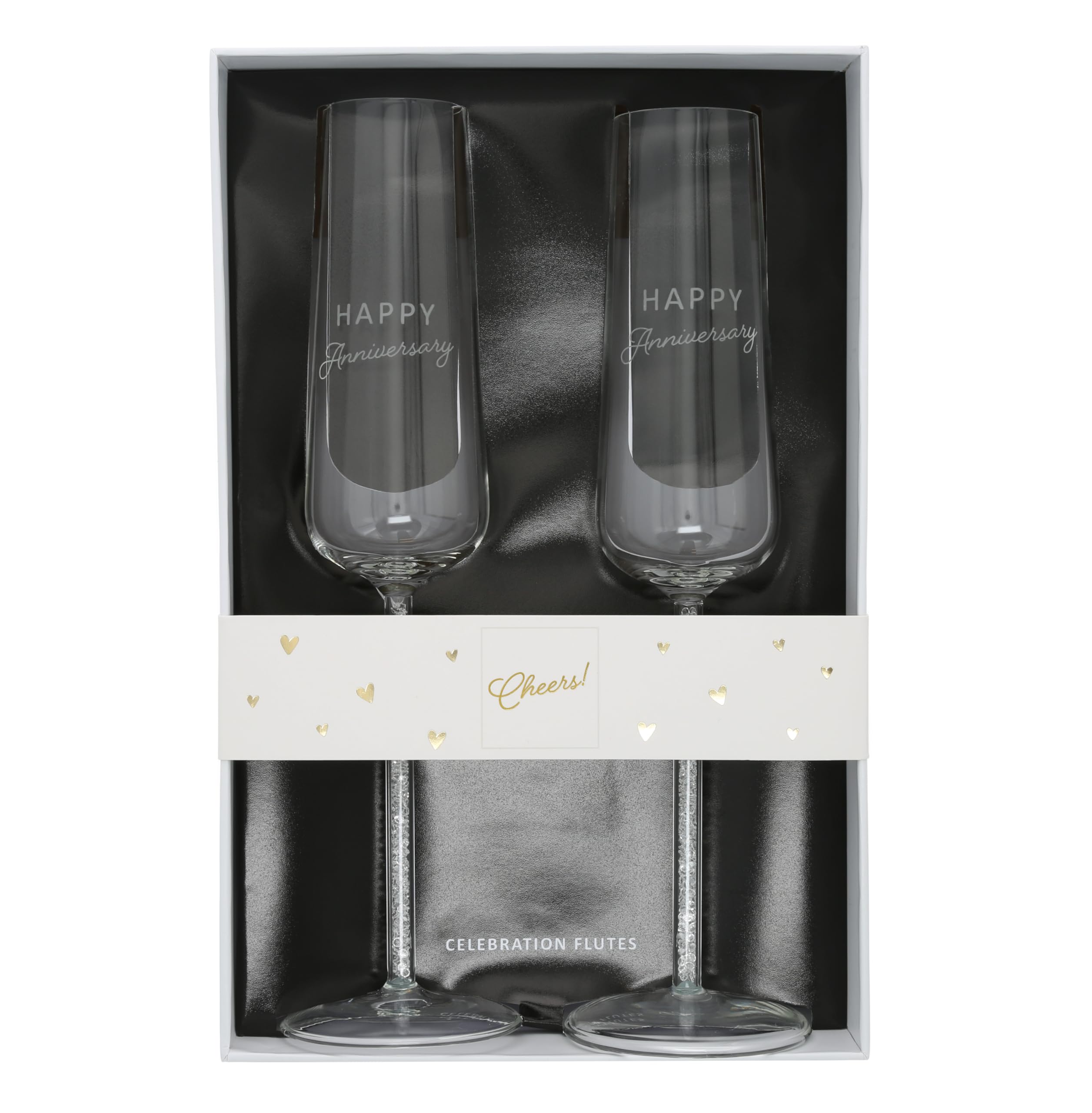 Flûtes à champagne à pied Pavilion 200ml Happy Anniversary, lot de 2 verres