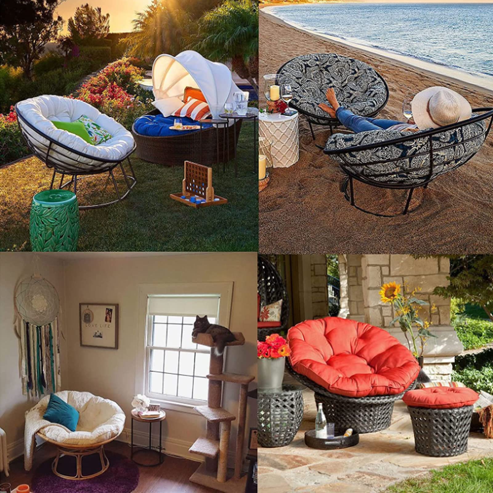 Hamaca colgante para exteriores, impermeable, resistente al sol, lavable, para jardín, balcón, redonda, 140 x 140 cm, repuesto para silla de huevo colgante