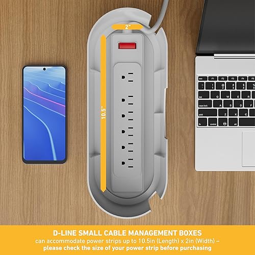 Miniatura 3 de D-Line Caja de gestión de cables, soporte para regleta de alimentación, ocultadores de salida de suelo, organizador de cables de escritorio, cables