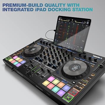 Reloop Mixon 8 Pro | 4-Kanallı Profesyonel Hybrid DJ Controller | Serato DJ Pro & Algoriddim DJAY Pro Ai (Mac, PC, iOS & Android uyumlu)