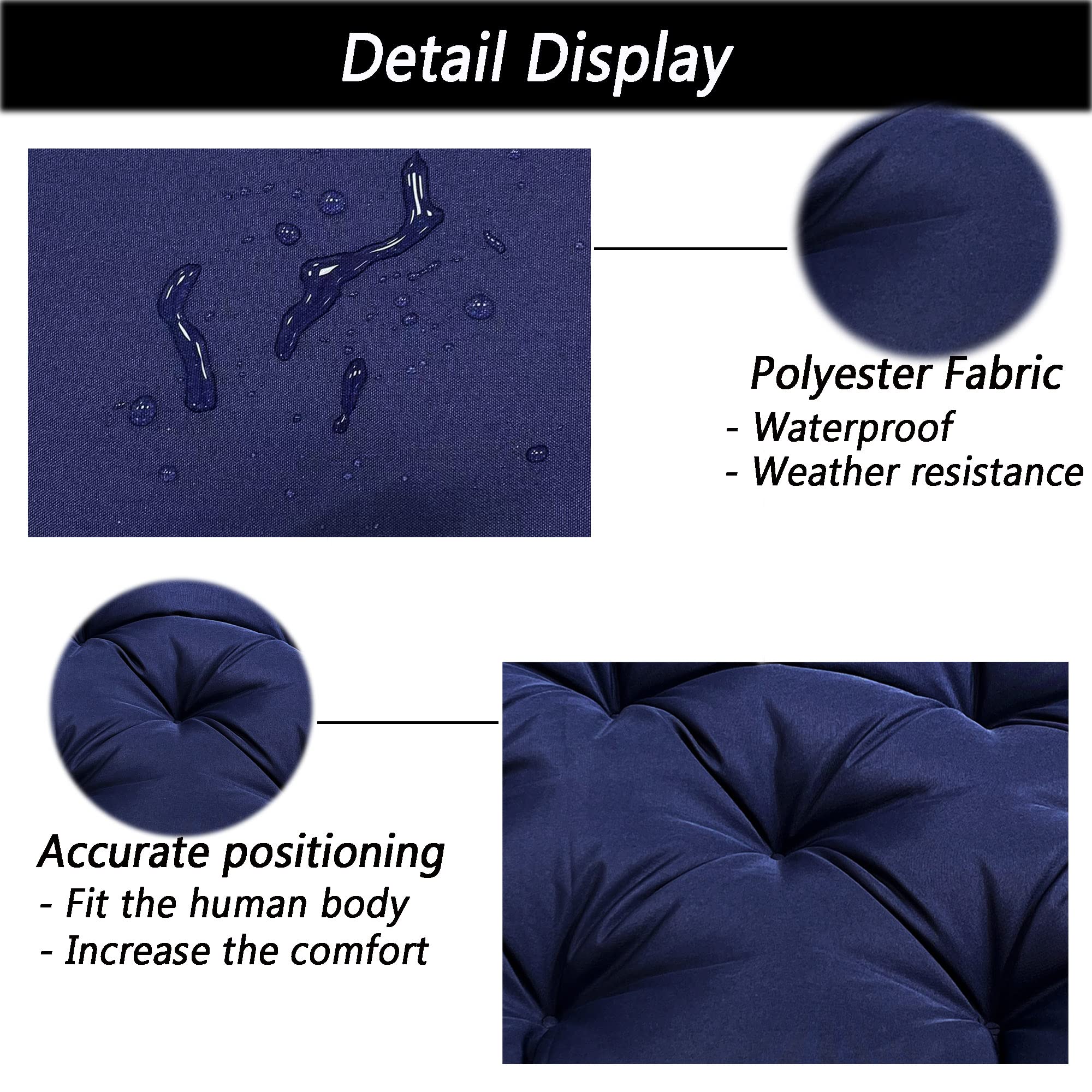 Cuscino impermeabile per dondolo a 2/3 posti, spesso, di ricambio, con schienale, per esterni, patio, giardino, lavabile, 100 x 100 x 10 cm, marrone