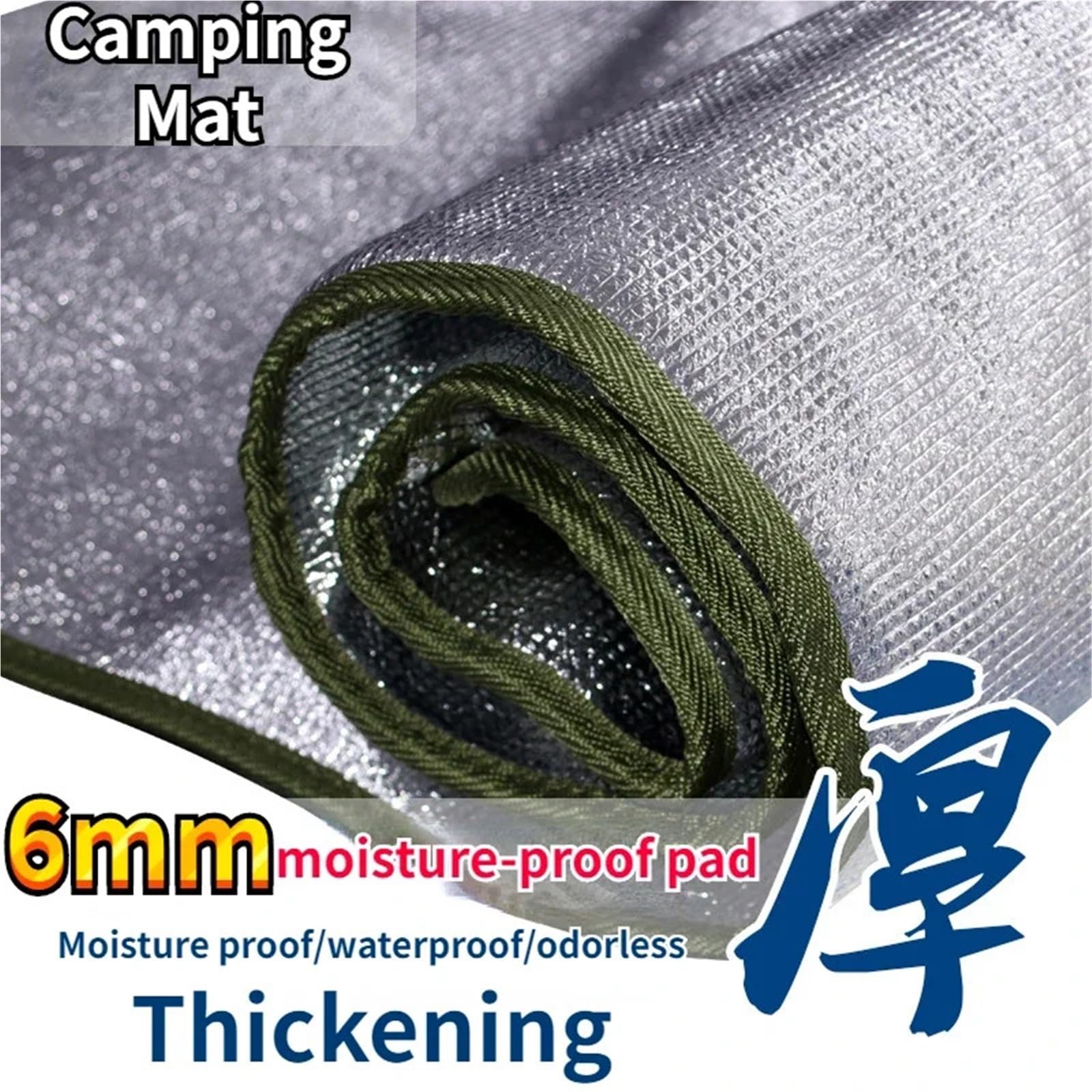 Esterilla térmica Profesional for Acampar al Aire Libre, Resistente a la Humedad y con película de Aluminio Doble Cara 6 mm Espesor para Camping o Picnic