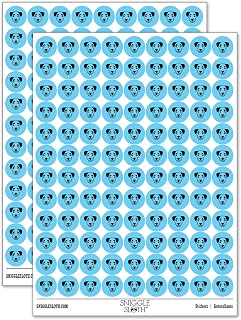 Puppy Dog with Big Eyebrows 200+ Round Stickers - Matte Finish - 0.50" Size - Light Blue