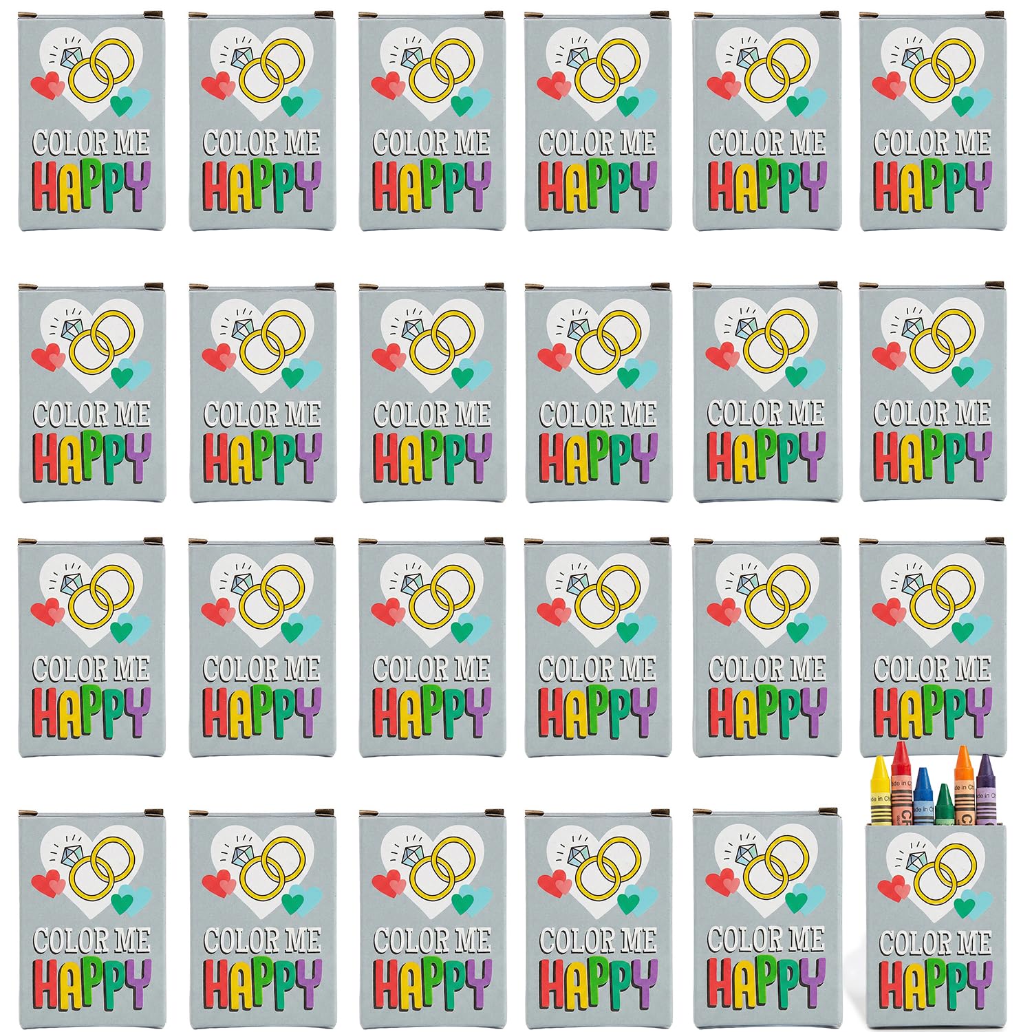 Fun Express Lebendige 6-farbige Hochzeitsmalstifte (7,6 cm), 24 Packungen – perfekt für Hochzeitskunstaktivitäten und Geschenktüten