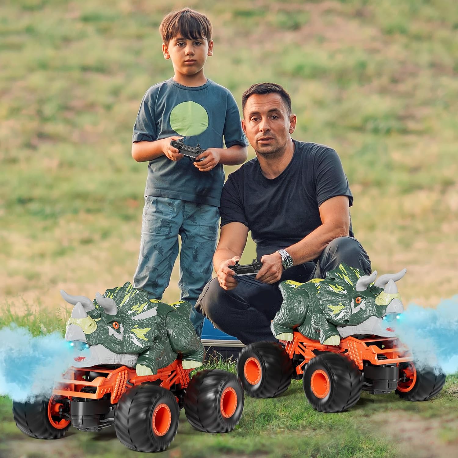 Bennol Remote Control Dinosaur Cars Trucks Toys for Kids Boys 3-5 4-7 8-12, 2.4GHz RC Dino Car Toys Gifts for 3 4 5 6 Year Old Boys Kids, Indoor Outdoor RC Car Dinosaur Toys for Kid 3-5 4-7 5-7 8-12