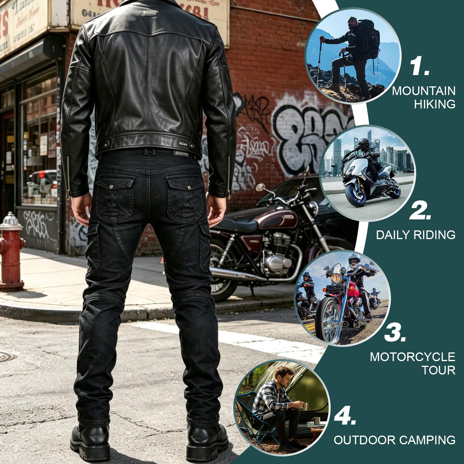 Uomo Pantaloni da Moto, Motorcycle Pantaloni, Jeans per Motociclismo,